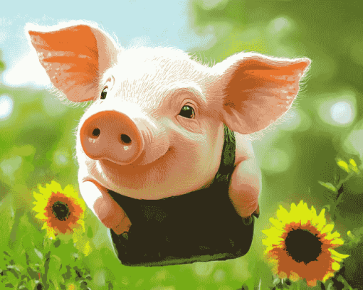 Flying Pig Animation Diamond Painting