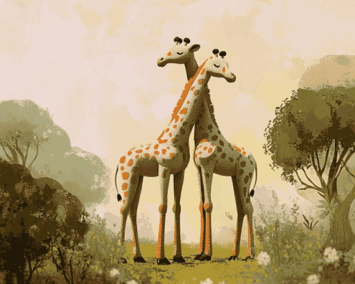 Giraffes in Love Diamond Painting