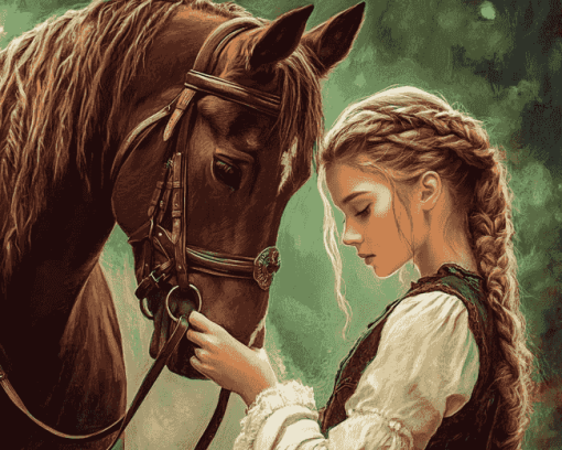 Girl and Horse Nature Scene Diamond Painting