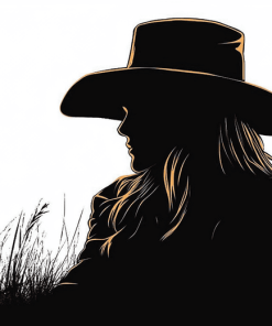 Girl in Cowboy Hat Silhouette Diamond Painting