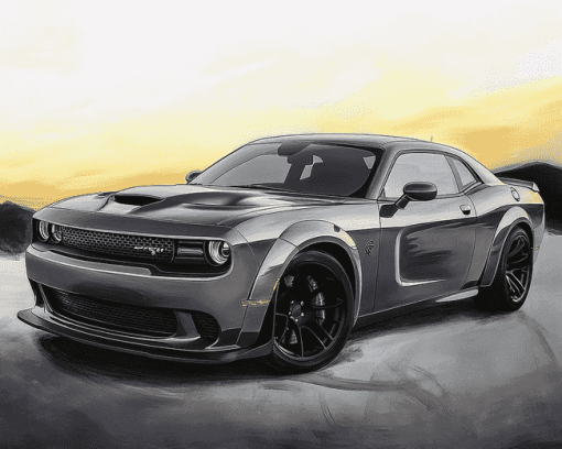 Gleaming Grey Dodge Hellcat Diamond Painting