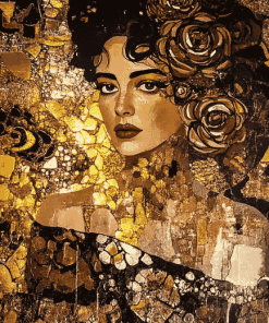 Gold Lady Abstract Diamond Painting