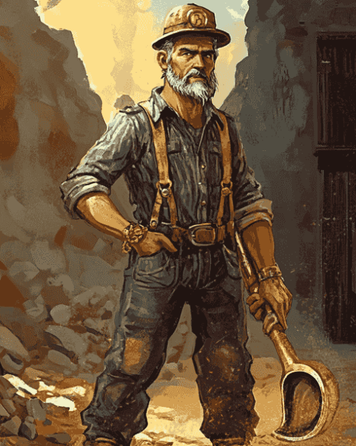 Gold Miner Cartoon Diamond Painting