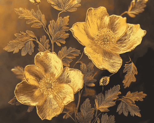 Golden Blossoms Diamond Painting