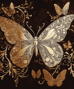 Golden Butterfly Insects Diamond Painting