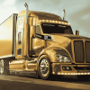 Golden Engine Semi Truck Diamond Painting