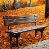 Golden Fall Bench Diamond Painting