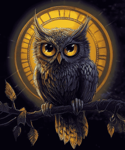 Golden Fantasy Owls Diamond Painting