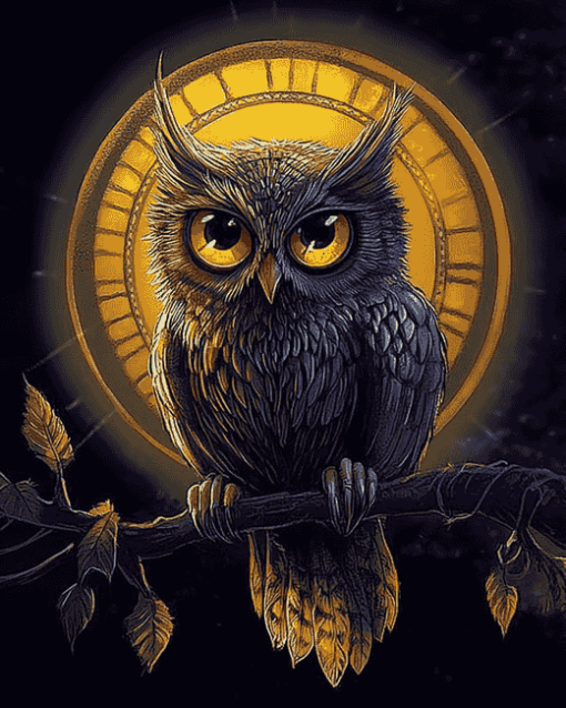 Golden Fantasy Owls Diamond Painting