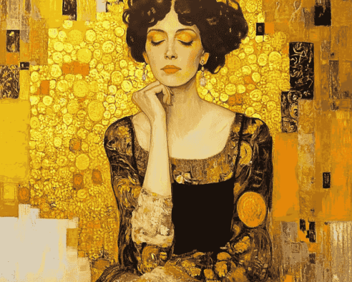 Golden Lady Abstract Diamond Painting