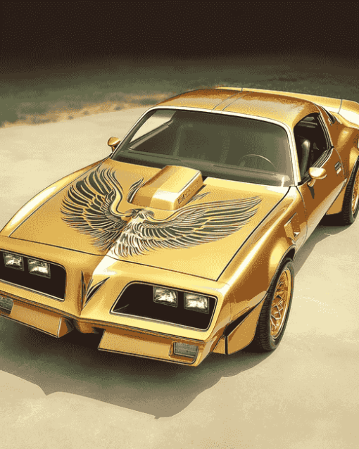 Golden Trans Am Car Diamond Painting