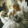 Graceful Woman and Swan Diamond Painting