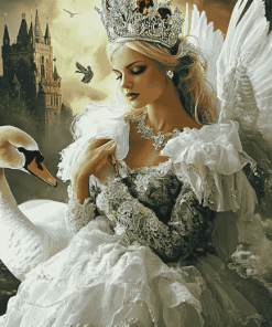 Graceful Woman and Swan Diamond Painting