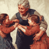 Grandma and Grandkids Vintage Diamond Painting