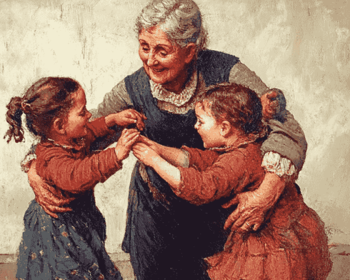 Grandma and Grandkids Vintage Diamond Painting