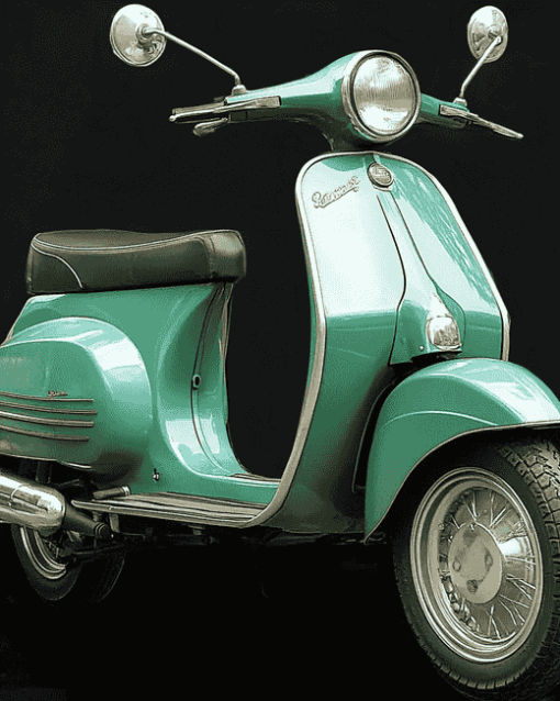 Green Lambretta Scooter Diamond Painting