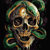 Green Snake Skull Diamond Painting