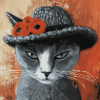 Grey Cat With Blue Hat Diamond Painting