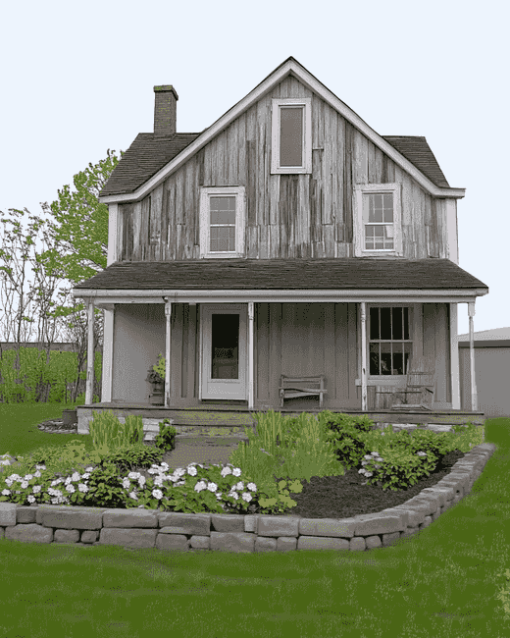 Grey Country House Diamond Painting