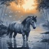 Grey Horse Splashing Diamond Painting