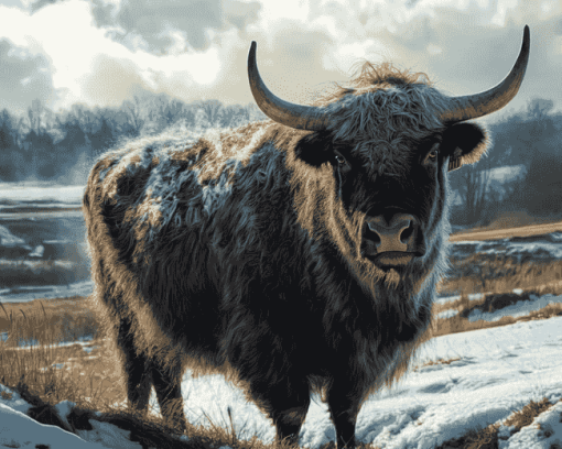 Grey Majestic Yak Diamond Painting