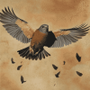 Grey and Brown Flying Bird Diamond Painting