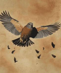 Grey and Brown Flying Bird Diamond Painting