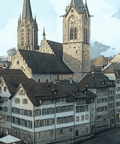 Grossmunster Zurich Landmark Diamond Painting