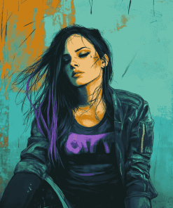 Grunge Lady Animation Diamond Painting