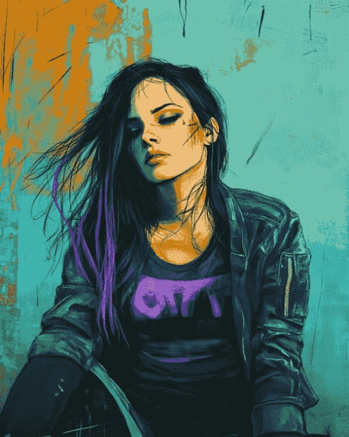 Grunge Lady Animation Diamond Painting