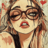 Grunge Lady Cartoon Diamond Painting