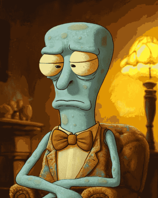 Handsome Squidward Cartoon Diamond Painting