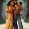 Happy Black Family Cartoon Diamond Painting