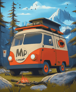 Happy Camper Cartoon Diamond Painting