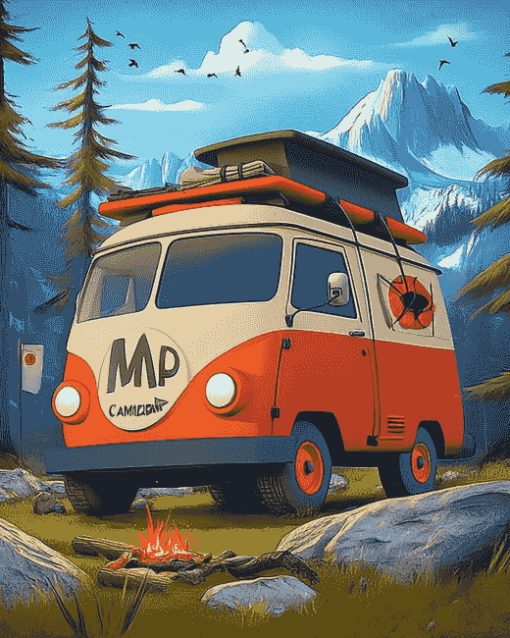 Happy Camper Cartoon Diamond Painting