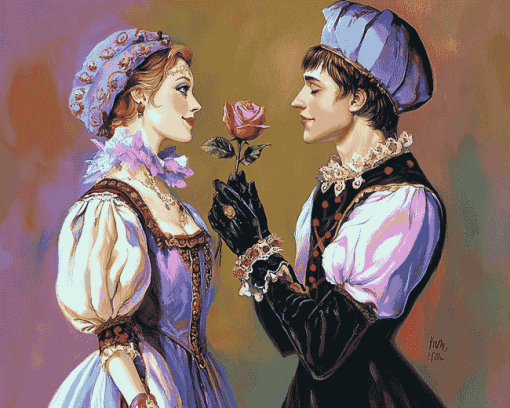 Harlequin Rose Romance Diamond Painting