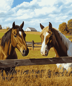 Horse Farm Scene Diamond Painting