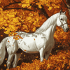 Horse in Autumn Leaves Diamond Painting