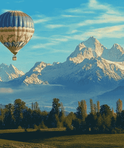 Hot Air Balloons Over Mountains Diamond Painting