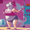 Hot Pink Gym Hippo Diamond Painting