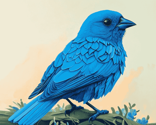 Indigo Bunting Bird Diamond Painting