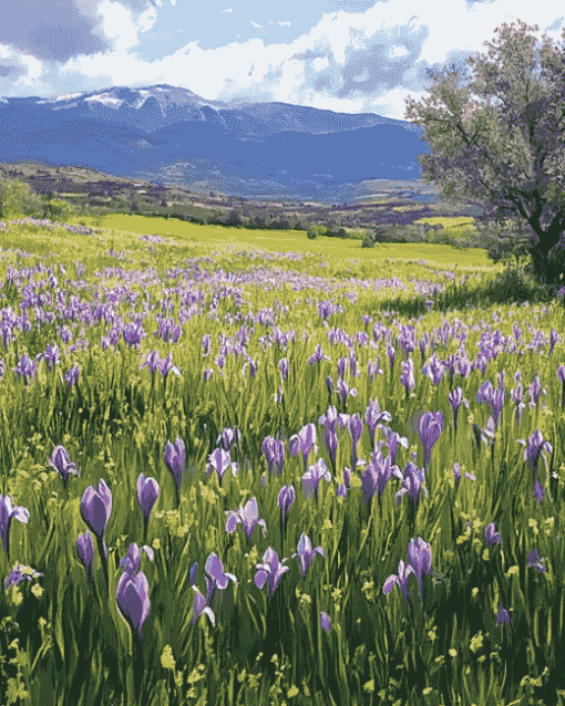 Irish Mountain Iris Field Diamond Painting