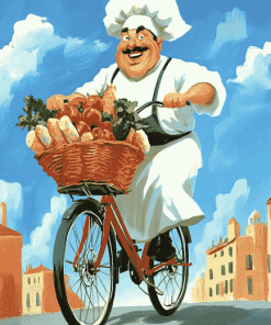 Italian Chef Animation Bicycle Diamond Painting