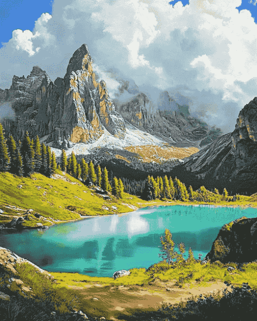 Italian Mountains and Lakes Diamond Painting