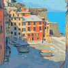 Italian Vernazza Cityscape Diamond Painting