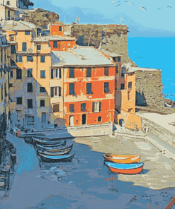 Italian Vernazza Cityscape Diamond Painting