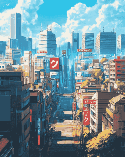 Japanese Skyline Animation Diamond Painting