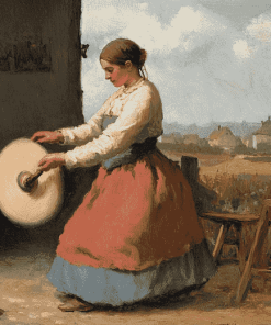 Jean Francois Millet Woman Spinning Diamond Painting