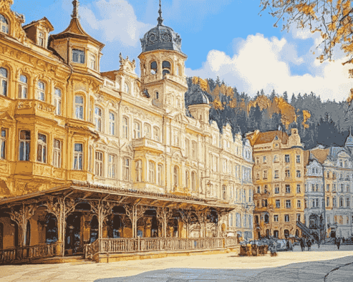 Karlovy Vary Buildings Diamond Painting