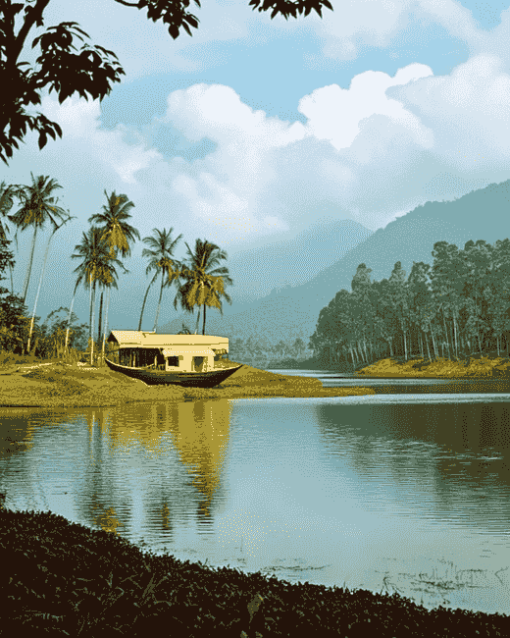 Kerala Lake Landscape Diamond Painting